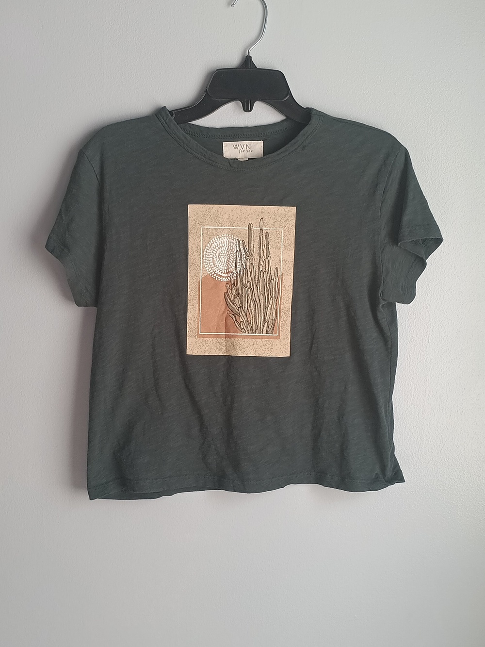 WVN For You Organic Cotton Cropped Tee Shirt Forest Green